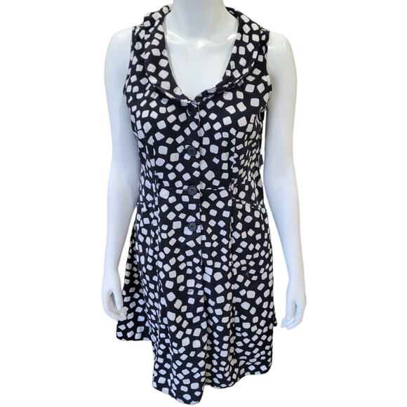 MLLE GABRIELLE Polka Dot Fit & Flare Dress Sz PXL Black White Swing Retro Twee - Picture 9 of 9